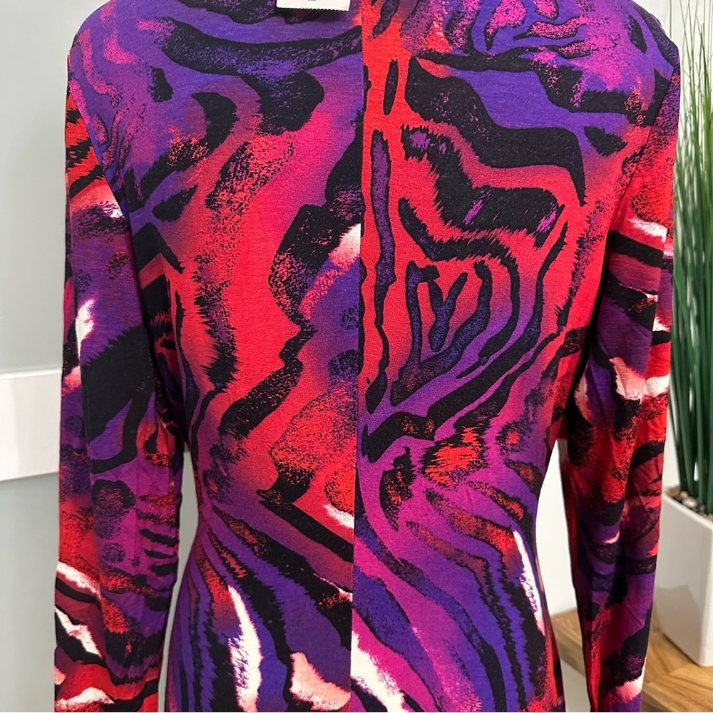 Cache Red and Purple Abstract Midi Dress - Picture 5 of 8